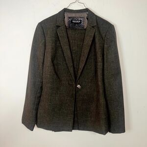 John Meyer 2-Piece Suit Set Womens 8 Gray Space Dye One-Button Straight Career
